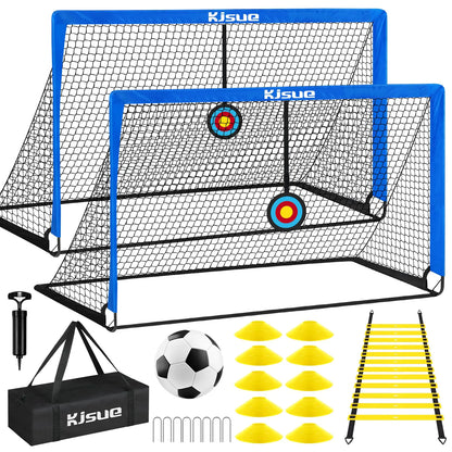 Kids Football Goal for Backyard Set of 2 5x3.6ft Portable Pop Up Goals